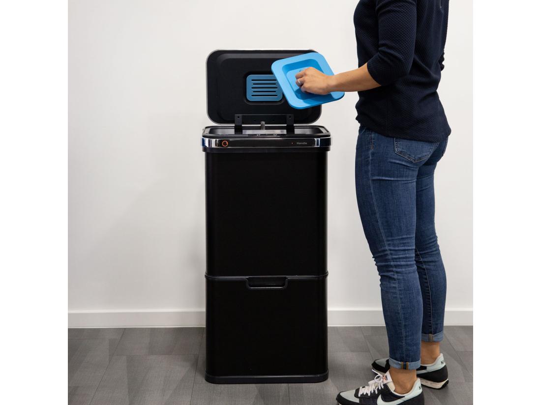 Vente Unique Poubelle à Capteur 60L Fonction Autonettoyante Et Filtre à Charbon Actif