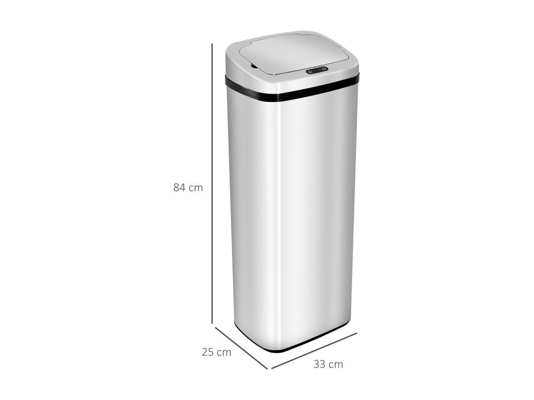 Vente Unique Poubelle à Capteur De Mouvement Ouverture Automatique 50L Acier Inox