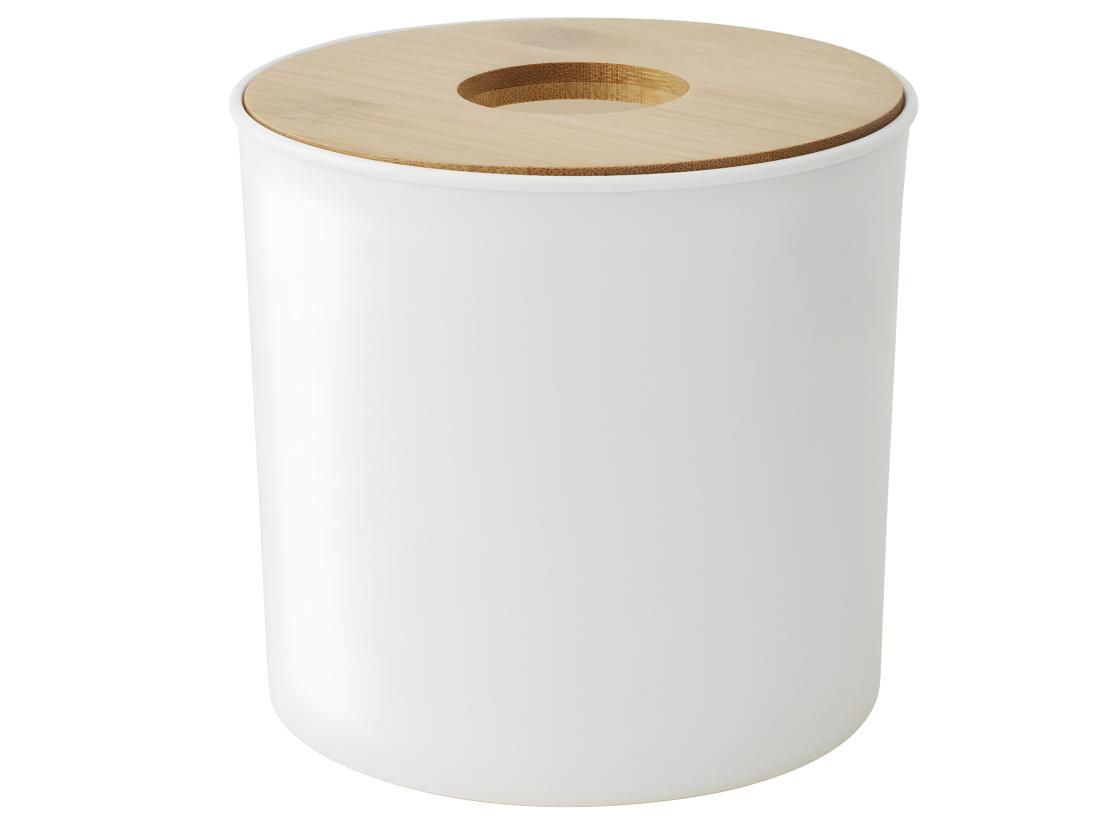 Vente Unique Poubelle à Coton Couvercle Bambou 1.5L