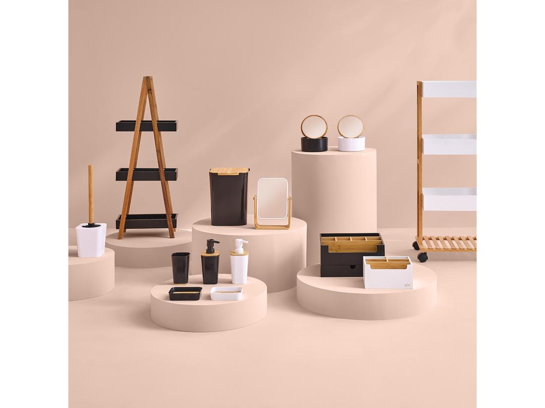 vente unique Poubelle à Couvercle Bambou "Natureo" 5L Blanc