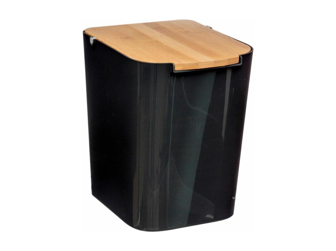 vente unique Poubelle à Couvercle Bambou "Natureo" 5L Noir
