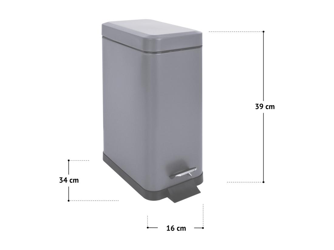 Vente Unique Poubelle à Pédale 10l Incl. Seau Intérieur Couvercle Softclose