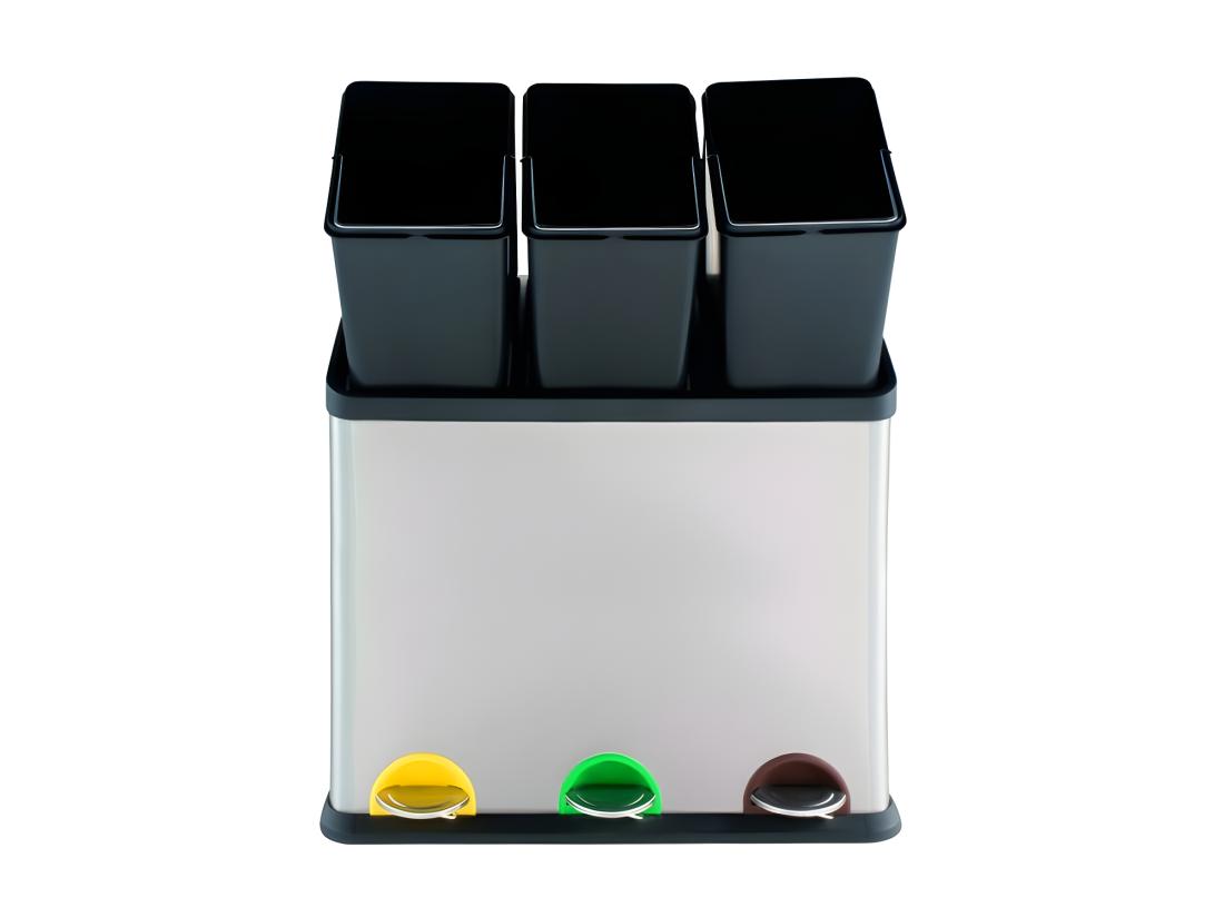Vente Unique Poubelle à Pédale Tri Sélectif Inox 3x20L MSV