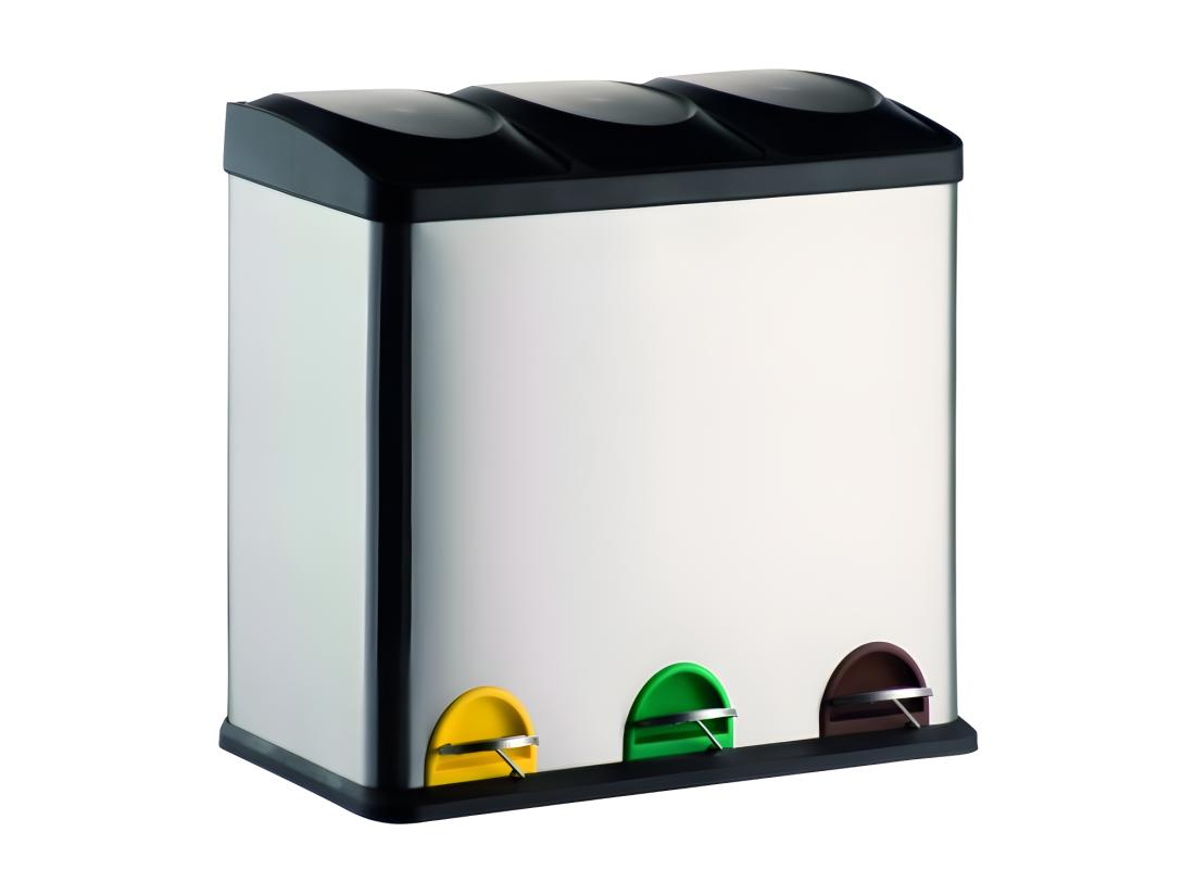 vente unique Poubelle à pédale Tri sélectif Inox 3x20L MSV