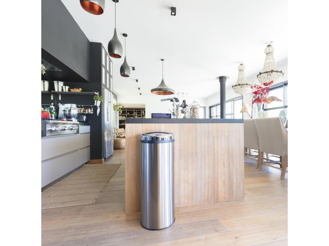 Vente Unique Poubelle Automatique ARTIC Argent Acier Inoxydable 42 L