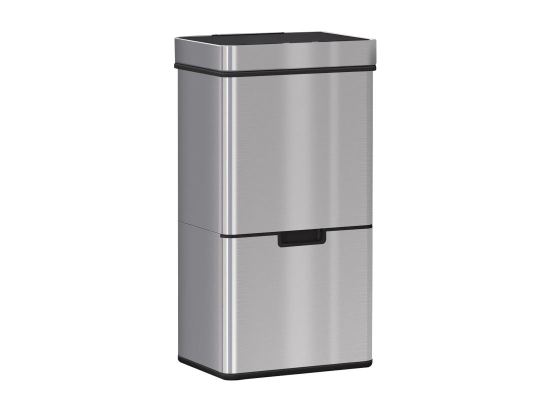 Vente Unique Poubelle Automatique Détecteur De Mouvement Poubelle Tri Selectif 3 Bacs Capacité Totale 72L Acier Inox. Brossé