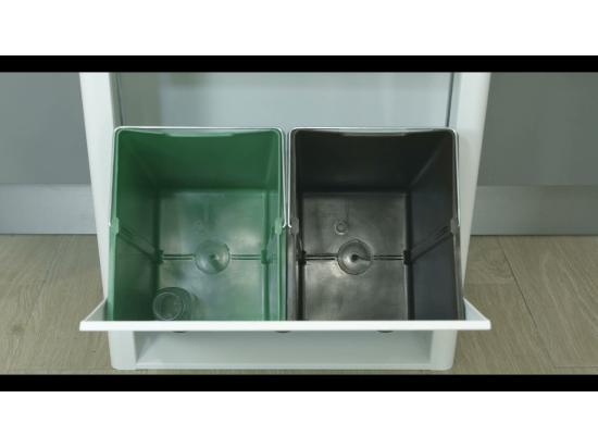 Vente Unique Poubelle Cuisine De Tri Sélectif - 2 Compartiments De 20L- CUBEK