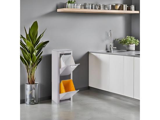 Vente Unique Poubelle Cuisine De Tri Sélectif - 2 Compartiments De 20L- CUBEK
