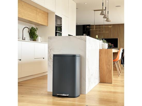 Vente Unique Poubelle De Cuisine à Pédale ADMIRAL Gris Acier Inoxydable 50 L