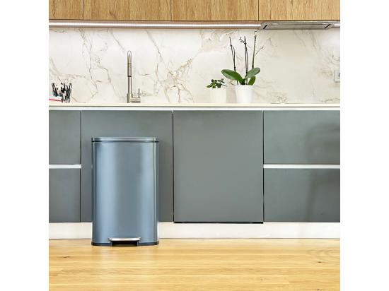 Vente Unique Poubelle De Cuisine à Pédale ADMIRAL Gris Acier Inoxydable 50 L
