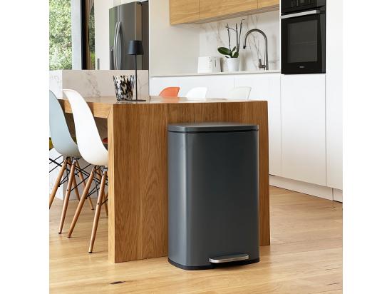 vente unique Poubelle de cuisine à pédale ADMIRAL Gris Acier inoxydable 50 L