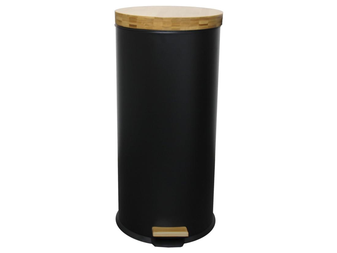 Vente Unique Poubelle De Cuisine à Pédale FOREST Noir Acier Inoxydable 30 L