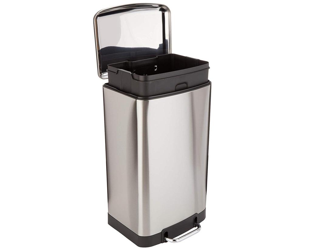 Vente Unique Poubelle De Cuisine à Pédale GREENWICH Argent Acier Inoxydable 40 L