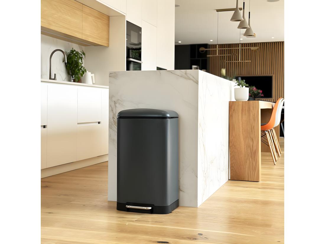 Vente Unique Poubelle De Cuisine à Pédale GREENWICH Gris Acier Inoxydable 40 L