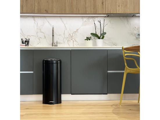 Vente Unique Poubelle De Cuisine à Pédale URBAN Noir Acier Inoxydable 30 L
