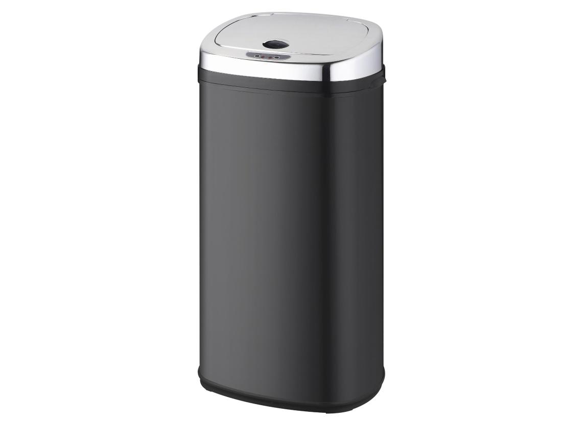 Vente Unique Poubelle De Cuisine Automatique LARGO Noir Acier Inoxydable 42 L