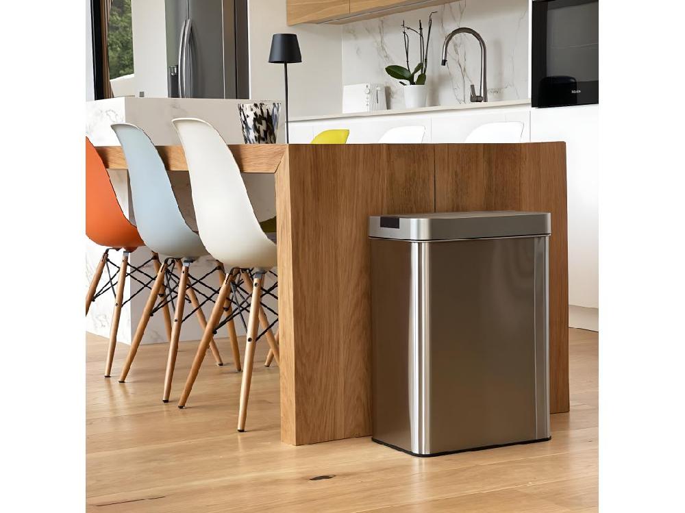 Vente Unique Poubelle De Cuisine Automatique SILVERLAKE Argent Acier Inoxydable 60 L