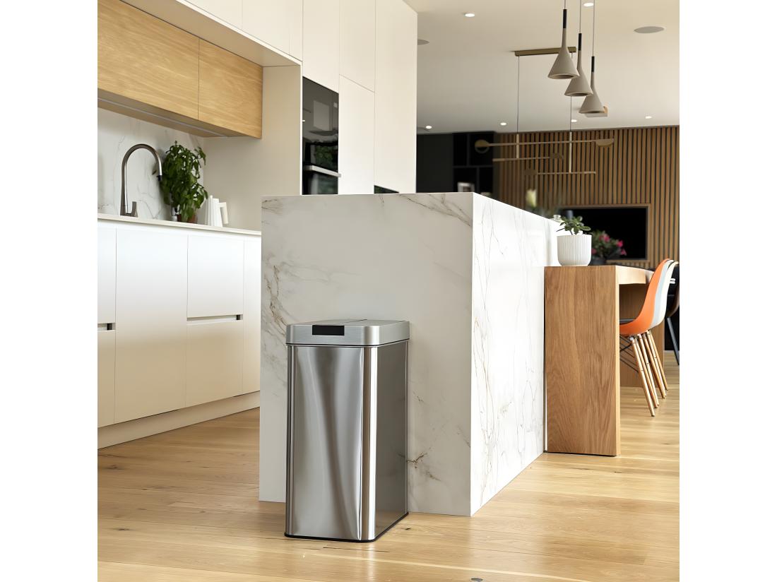 vente unique Poubelle de cuisine automatique SILVERLAKE Argent Acier inoxydable 60 L