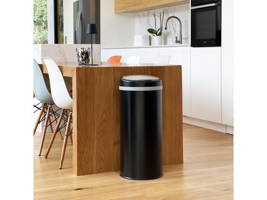 Vente Unique Poubelle De Cuisine Automatique SOHO Noir Acier Inoxydable 42 L