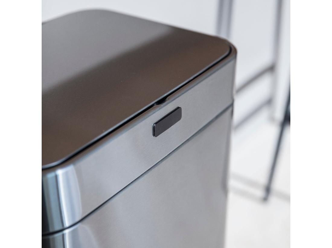 Vente Unique Poubelle De Cuisine Automatique UPPER Gris Acier Inoxydable 60 L