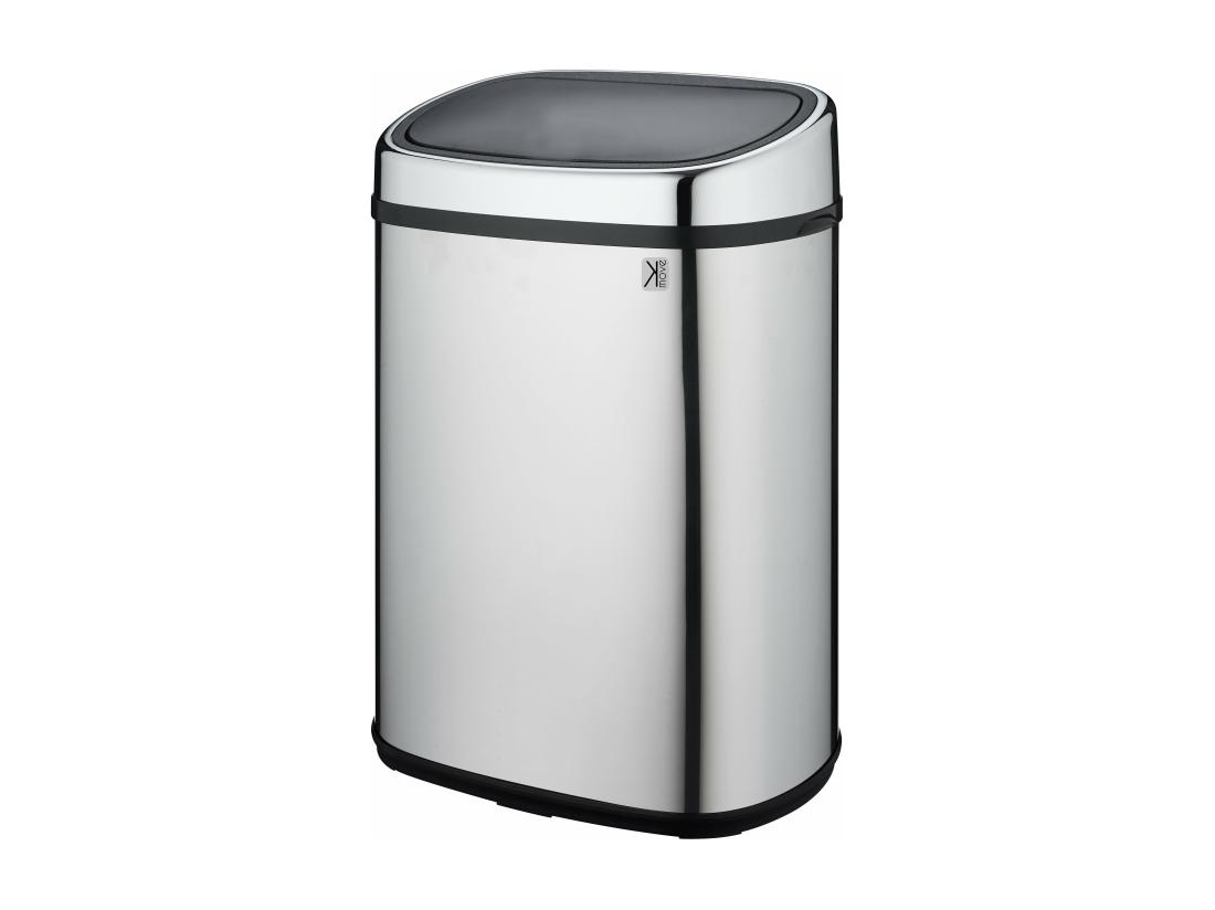 Vente Unique Poubelle De Cuisine Push CITY Argent Acier Inoxydable 48 L