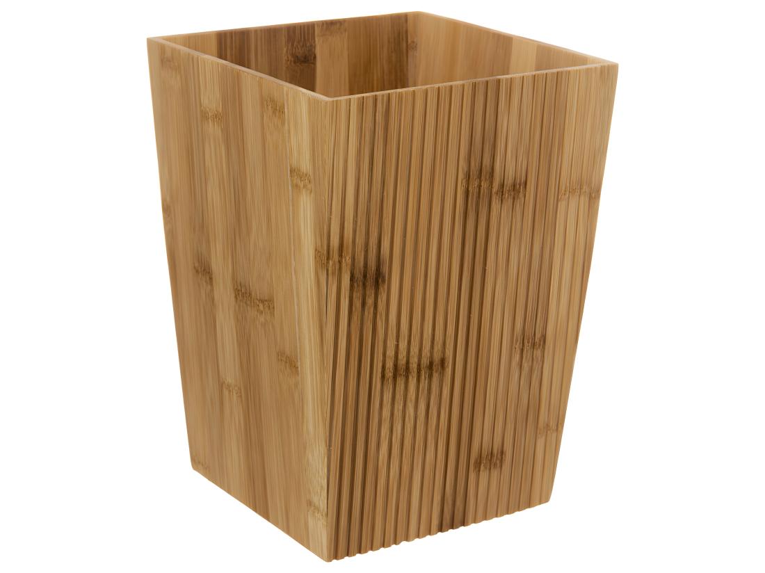 Vente Unique Poubelle De Salle De Bain 6L En Bambou Avec Couvercle