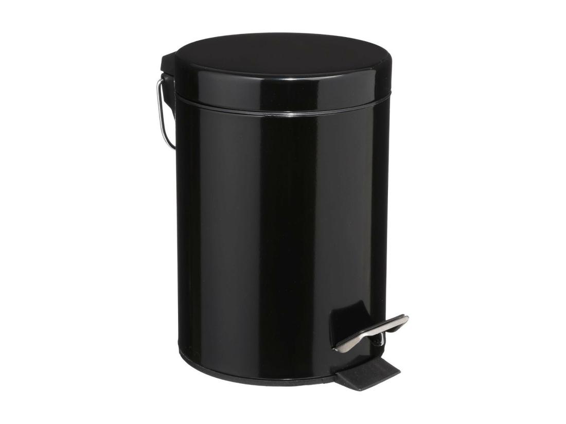 Vente Unique Poubelle De Salle De Bain En Métal Noir 3 L
