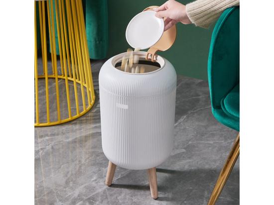Vente Unique Poubelle De Salle De Bain Push LIMO Bois Polypropylène 9 L