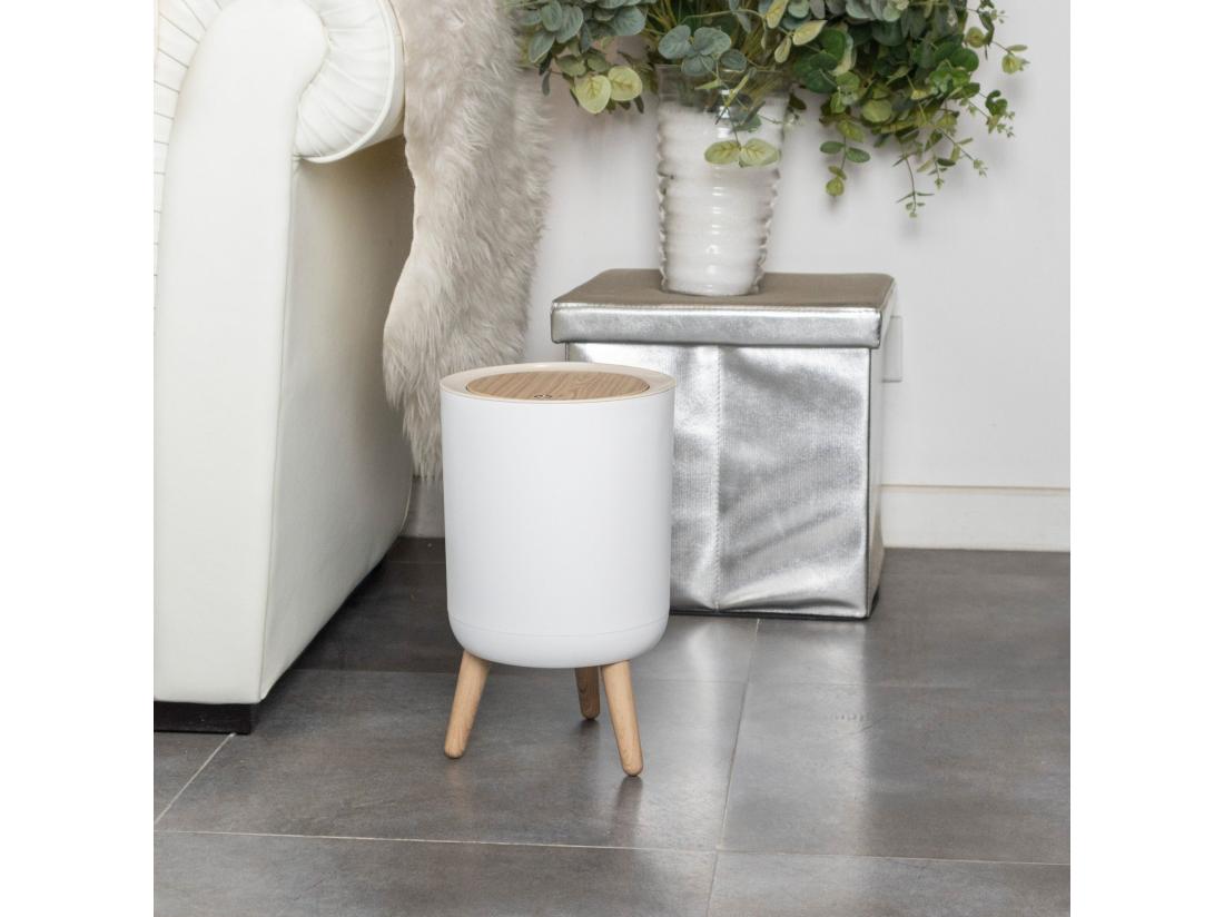 Vente Unique Poubelle De Salle De Bain Push MALMO Bois Polypropylène 7 L