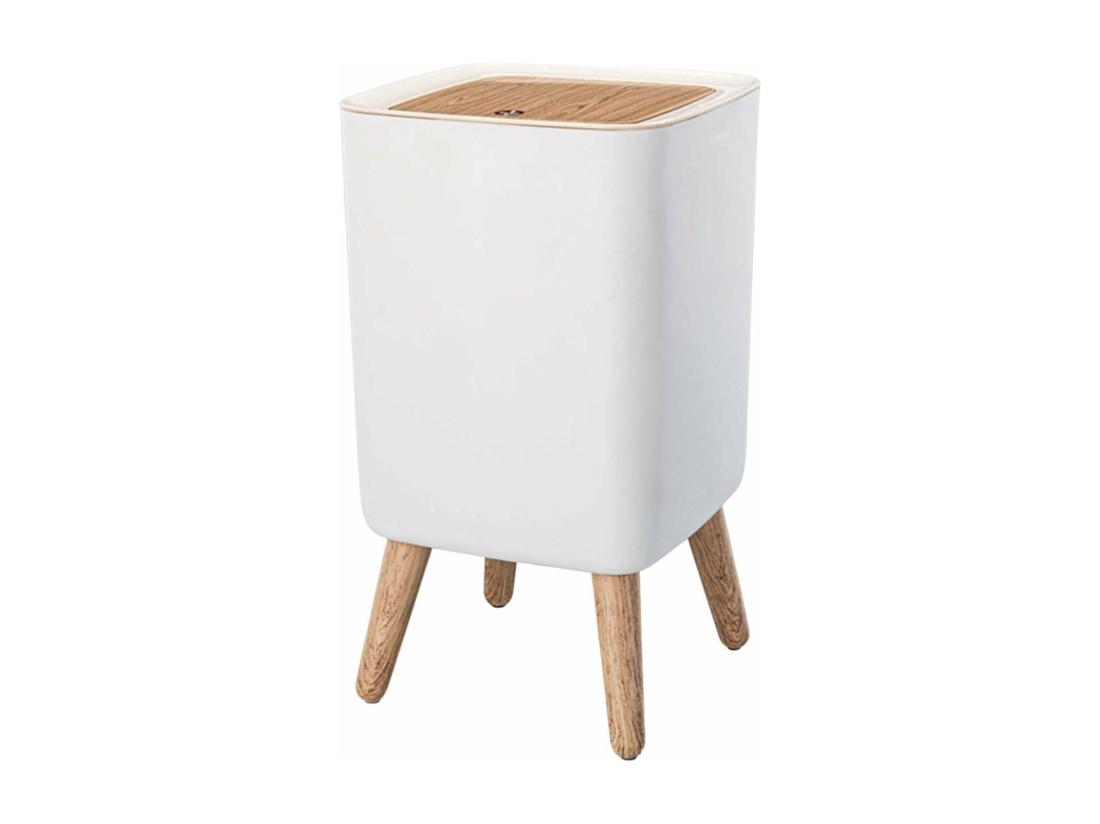 vente unique Poubelle de salle de bain push MALMO Bois Polypropylène 10 L