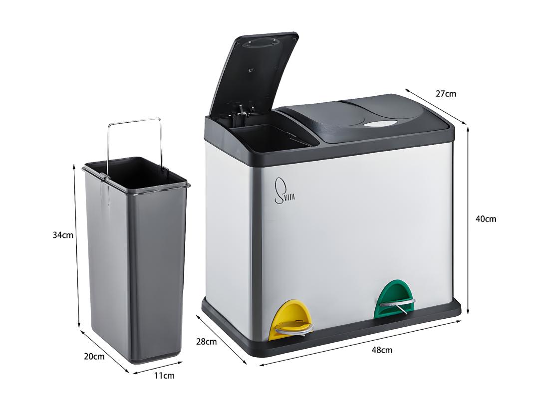Vente Unique Poubelle De Tri Sélectif Acier Inoxydable