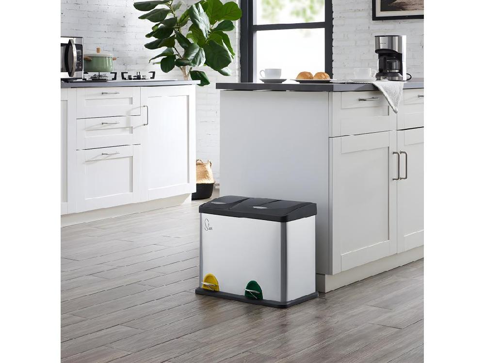 Vente Unique Poubelle De Tri Sélectif Acier Inoxydable