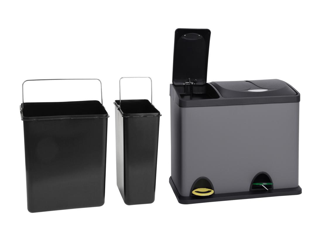 Vente Unique Poubelle De Tri Sélectif Acier Inoxydable
