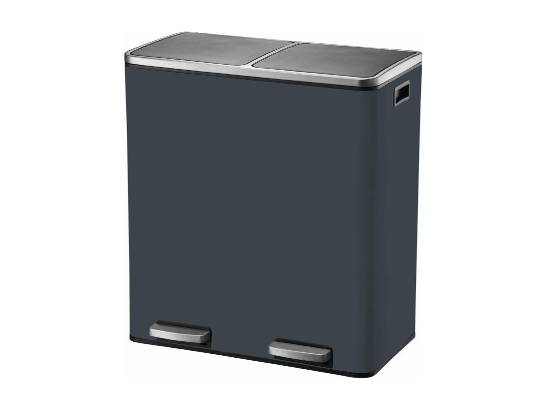 Vente Unique Poubelle De Tri Sélectif MAJOR Gris Acier Inoxydable 60 L