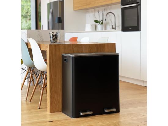 vente unique Poubelle de tri sélectif MAJOR Noir Acier inoxydable 60 L