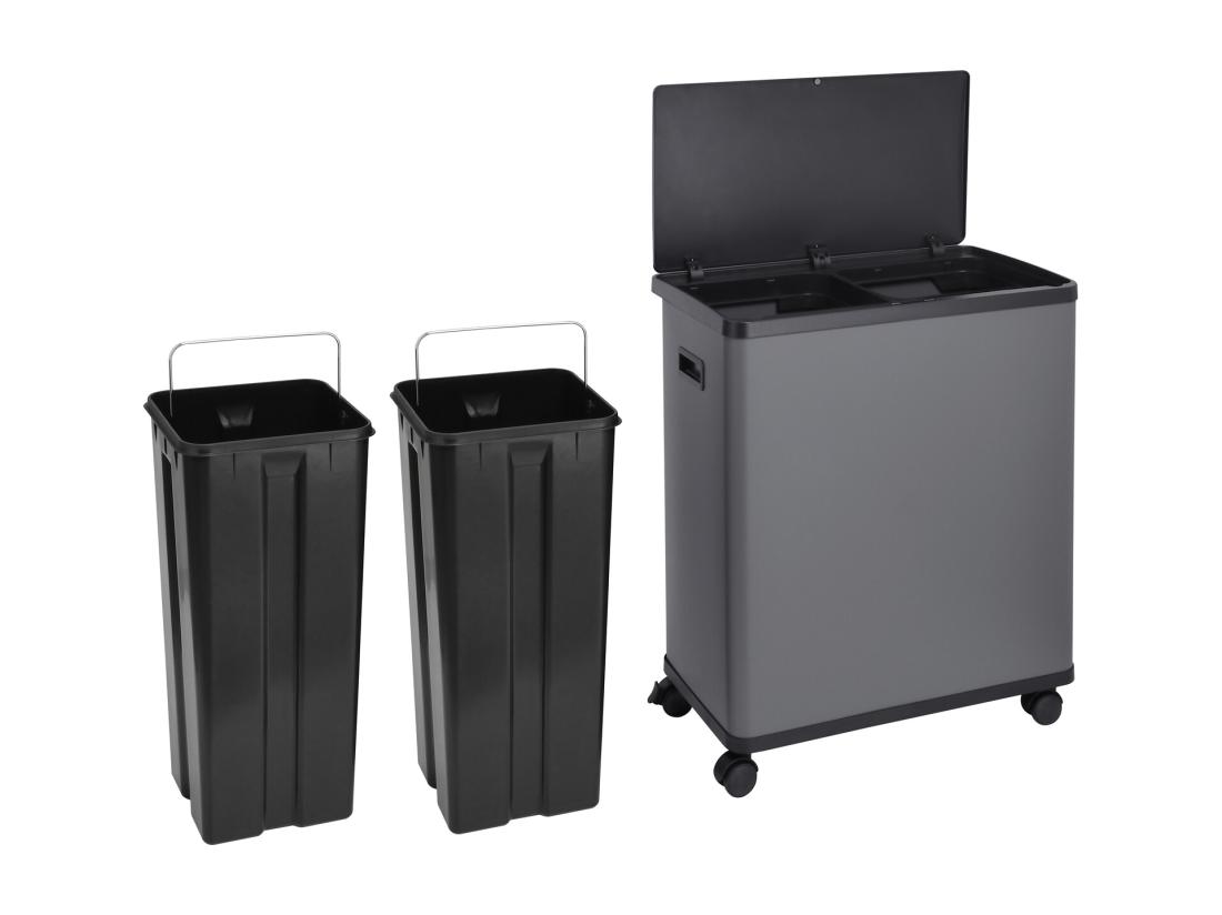 Vente Unique Poubelle Double 60l Avec Seau Intérieur