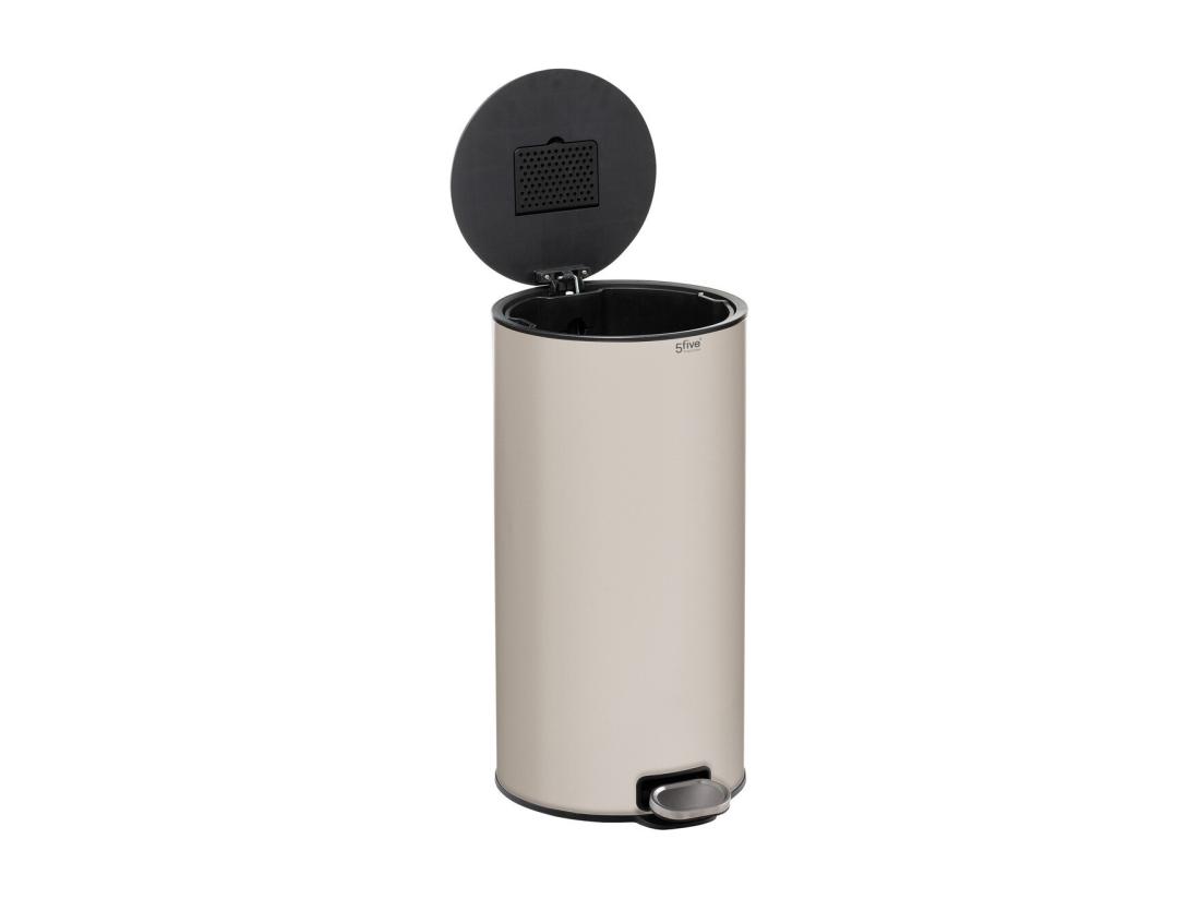 Vente Unique Poubelle Ronde 30 Litres En Métal Beige Argile