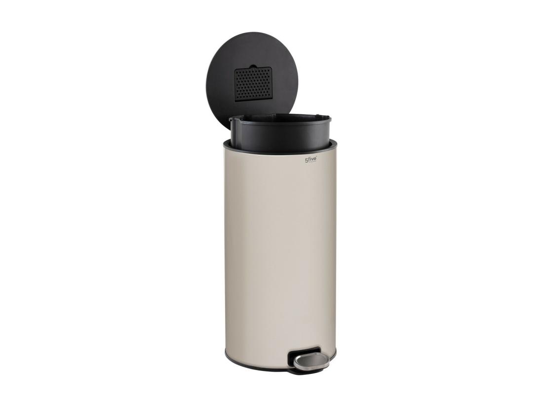 Vente Unique Poubelle Ronde 30 Litres En Métal Beige Argile
