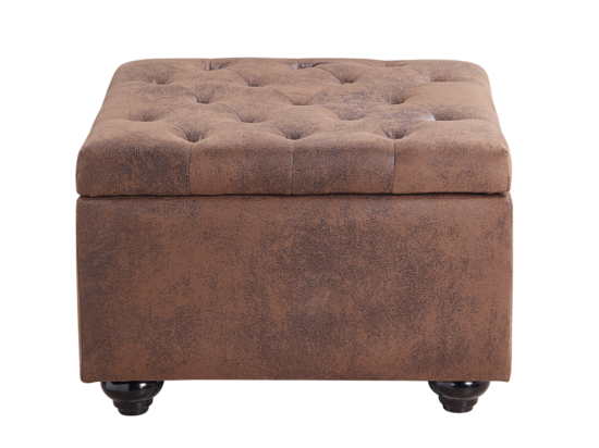 Vente Unique Pouf Avec Coffre En Microfibre Vieillie LOMAI - Marron