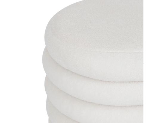 Vente Unique Pouf Avec Coffre En Tissu à Bouclettes Blanc 59 X 45 Cm