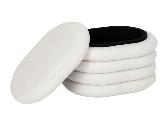 Vente Unique Pouf Avec Coffre En Tissu à Bouclettes Blanc 59 X 45 Cm