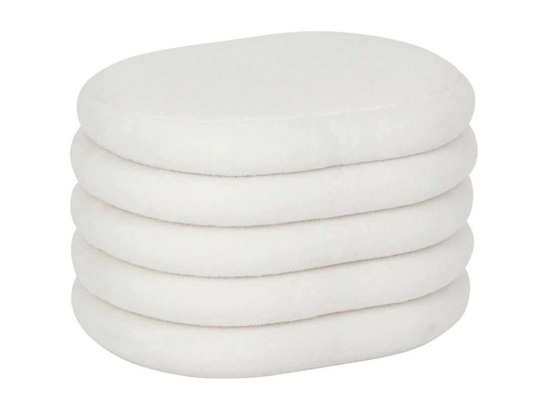 vente unique Pouf avec coffre en tissu à bouclettes Blanc 59 x 45 cm