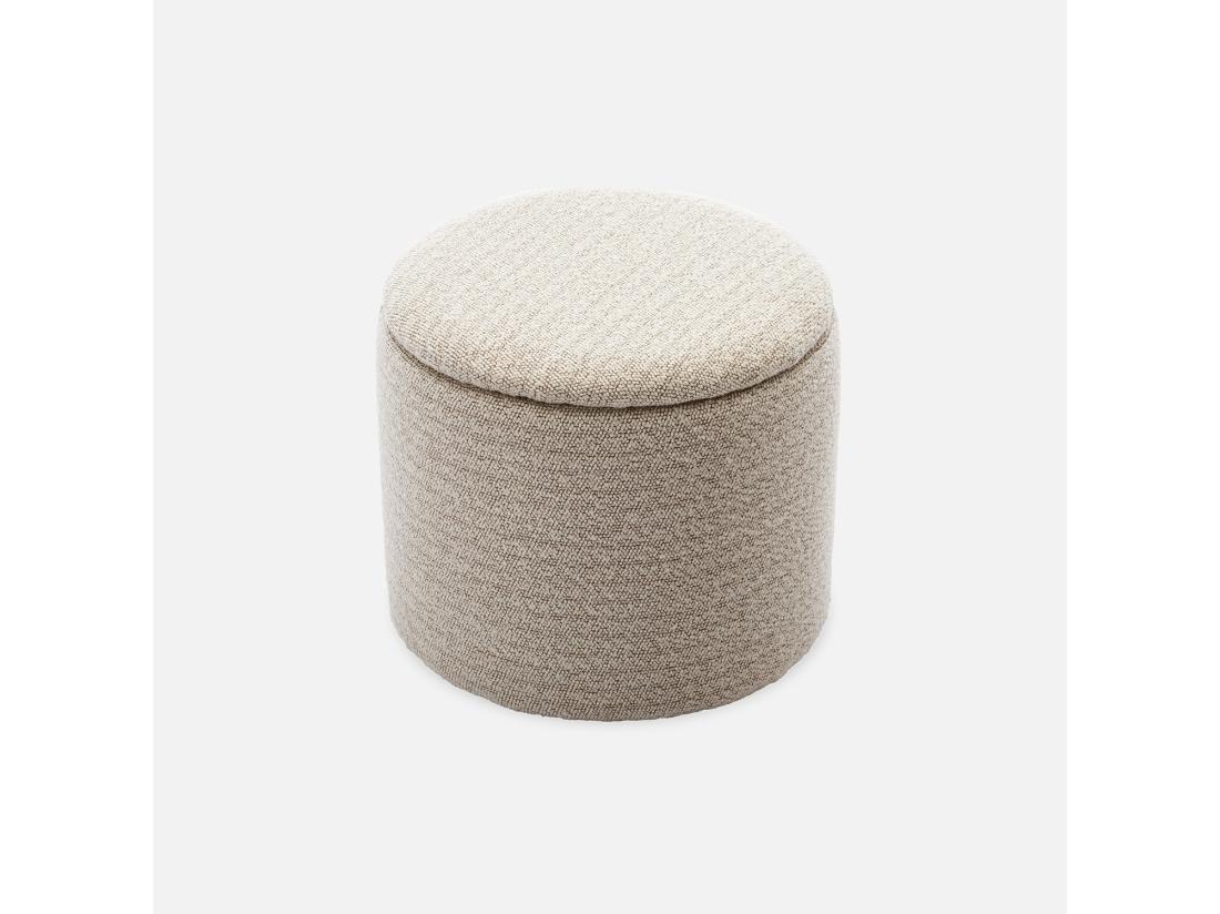 Vente Unique Pouf Blanc En Tissu Avec Rangement Pour Coussins Ou Plaids
