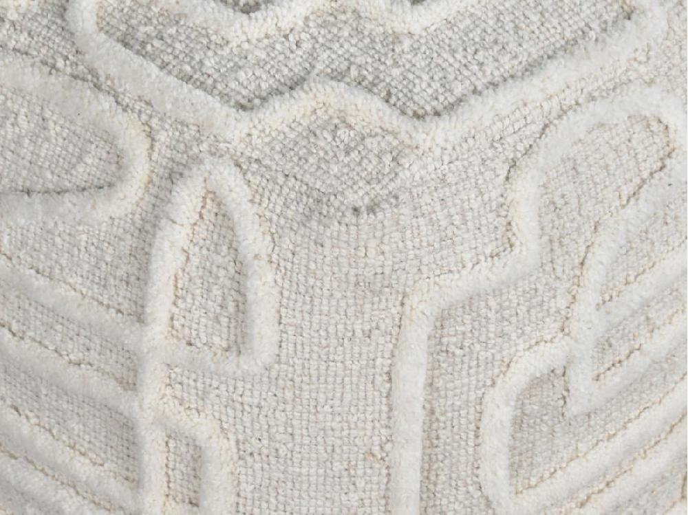 Vente Unique Pouf Carré En Laine Tufté Ivoire TELENIA