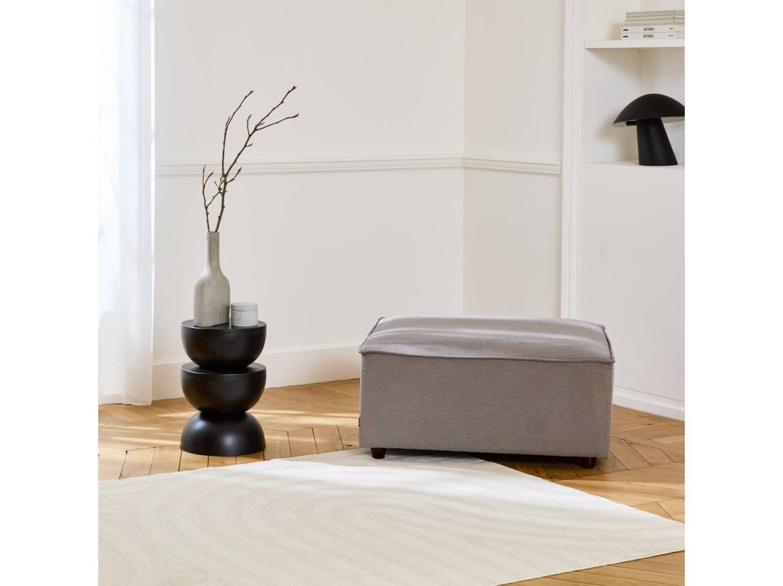 Vente Unique Pouf Carré En Tissu Déperlant Gris Clair - SENSE L 91 X L 91 X H44cm