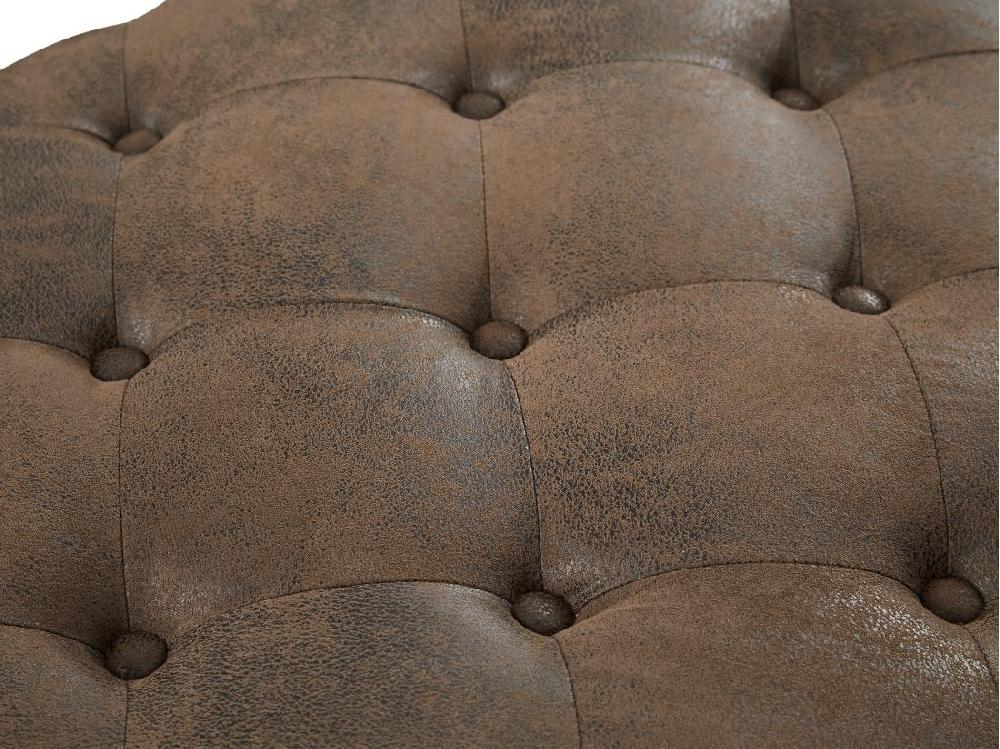 Vente Unique Pouf Chesterfield En Microfibre Aspect Cuir Vieilli EDWINA