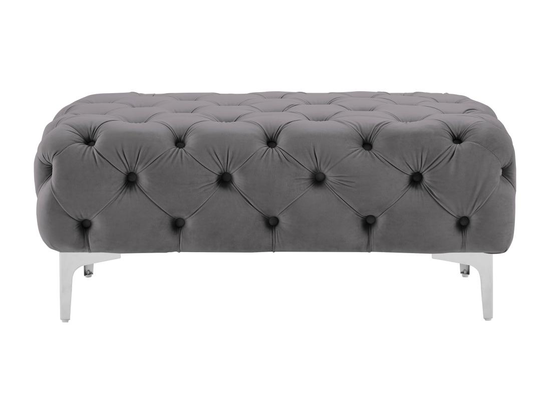 Vente Unique Pouf Chesterfield En Velours Anthracite EDWINA