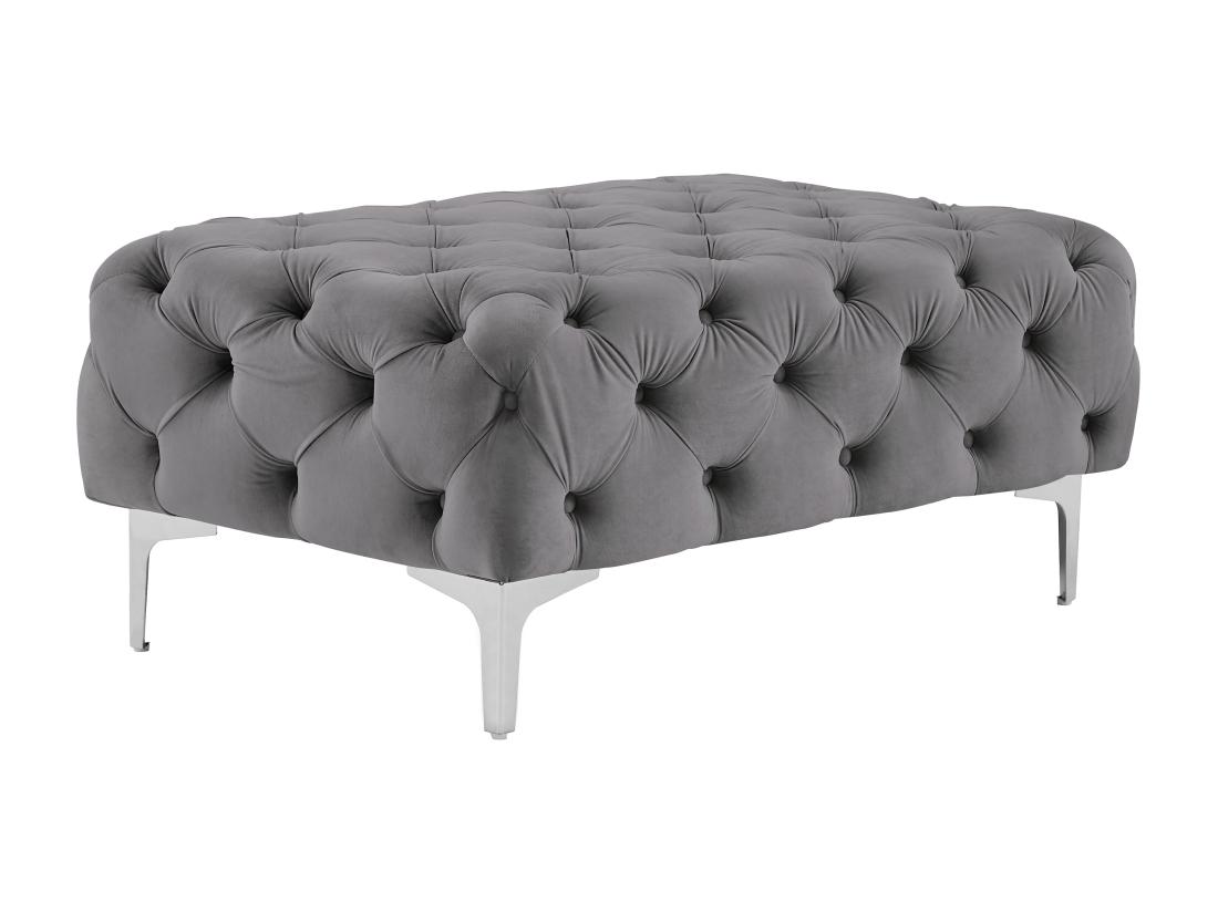 Vente Unique Pouf Chesterfield En Velours Anthracite EDWINA