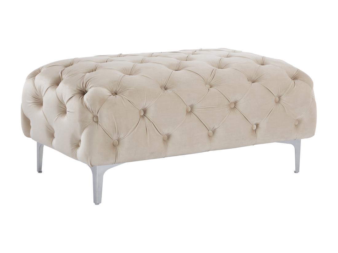 Vente Unique Pouf Chesterfield En Velours Beige EDWINA