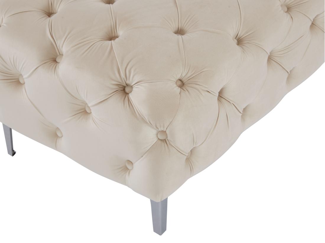 Vente Unique Pouf Chesterfield En Velours Beige EDWINA
